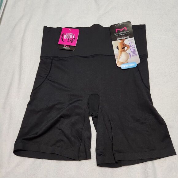 MAIDENFORM BOOTY LIFT SHORTS SHAPEWEAR SIZE 2XL BLACK SMOOTHING WAISTBAND - Picture 1 of 12